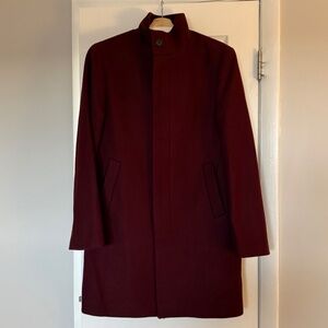 Club Monaco Wool Overcoat (Size 38, Burgundy)